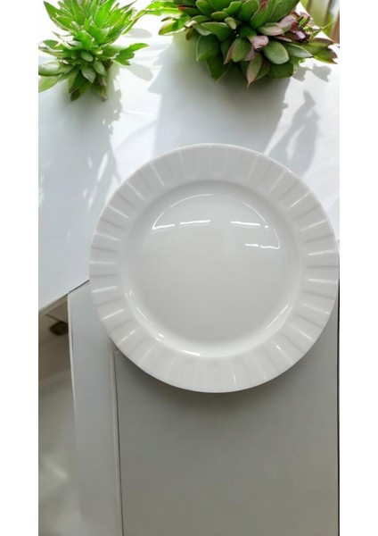 Evmutfak Farika 25 cm 6 Adet Porselen Servis Tabağı Zümrüt Model