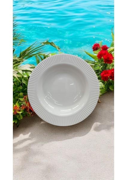 Evmutfak Farika 6 Adet 19 cm Porselen Pasta Tabağı Elif Model