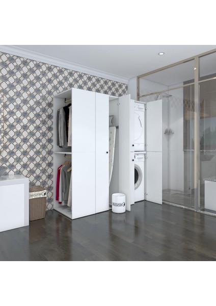 Kenzlife çamaşır-kurutma makinesi dolabı ve giysi dolabı bistamimdf sol byz 180*160*60 % 100 FULL MDF