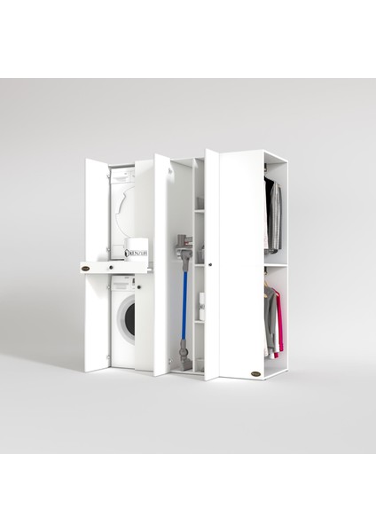 Kenzlife çamaşır-kurutma makinesi dolabı ve giysi dolabı çekmeceli eşarimdf sağ byz 187*160*60 % 100 FULL MDF fiyatları