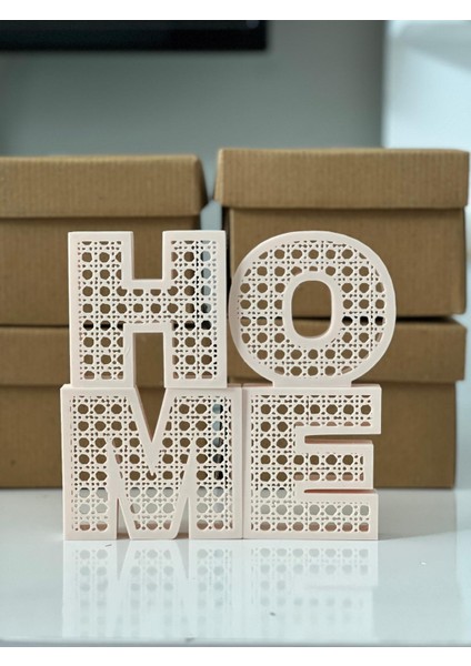 Rattan Desenli Home Yazısı Biblo (8cm) fiyatları