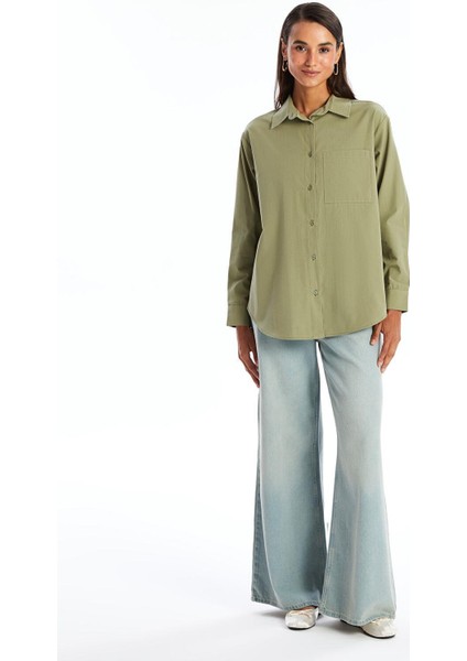 Lcw Modest Düz Uzun Kollu Oversize Poplin Kadın Gömlek fiyatları