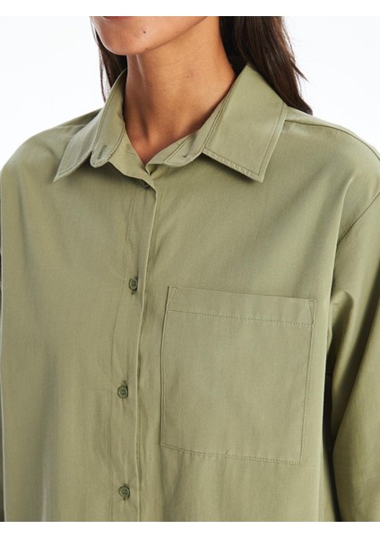 Lcw Modest Düz Uzun Kollu Oversize Poplin Kadın Gömlek modelleri
