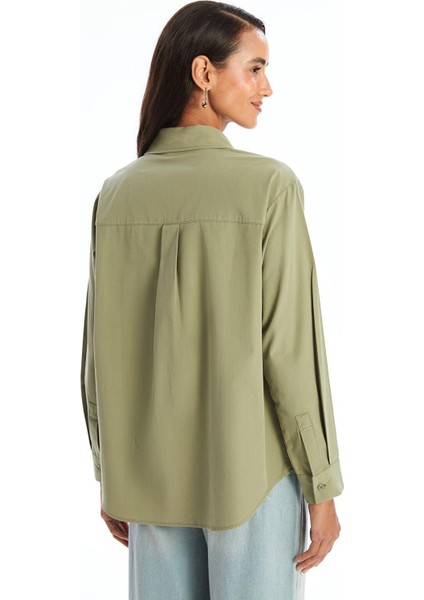 Lcw Modest Düz Uzun Kollu Oversize Poplin Kadın Gömlek fırsatları