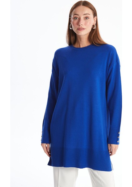 Lcwaıkıkı Classic Bisiklet Yaka Düz Uzun Kollu Kadın Triko Tunik