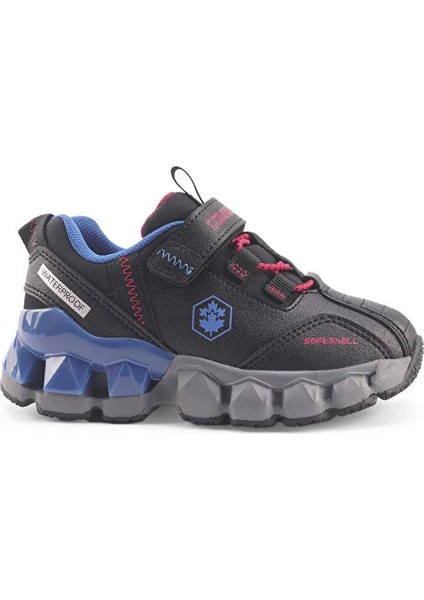Nımo 4pr Waterproof (Su Geçirmez) Işıklı Cırtlı Çocuk Outdoor Spor Ayakkabı Siyah