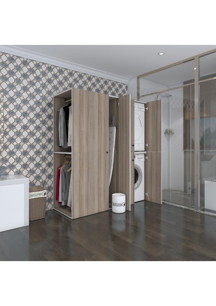 Kenzlife çamaşır-kurutma makinesi dolabı ve giysi dolabı bistami sol crd 180*160*60 banyo