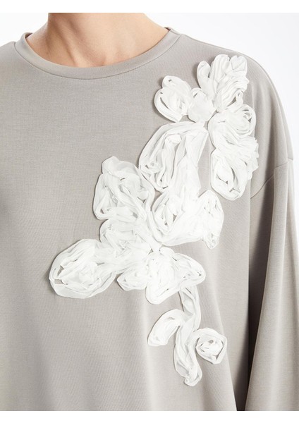 Lcwaıkıkı Basic Nakışlı Oversize Kadın Sweatshirt Tunik