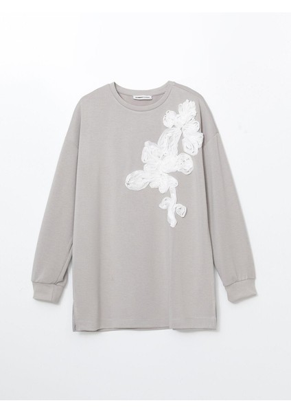Lcwaıkıkı Basic Nakışlı Oversize Kadın Sweatshirt Tunik