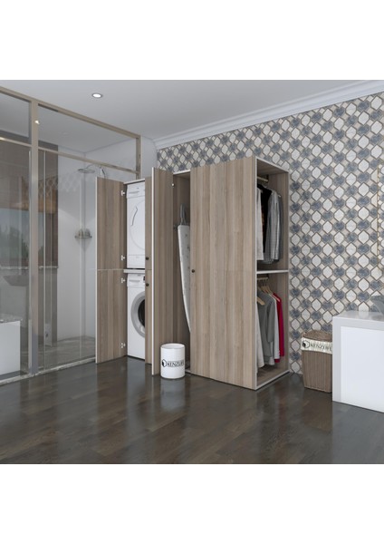 Kenzlife çamaşır-kurutma makinesi dolabı ve giysi dolabı bistami sağ crd 180*160*60 banyo