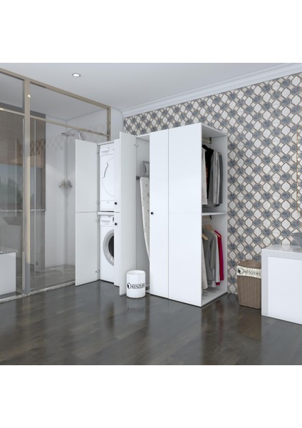 Kenzlife çamaşır-kurutma makinesi dolabı ve giysi dolabı bistami sağ byz 180*160*60 banyo