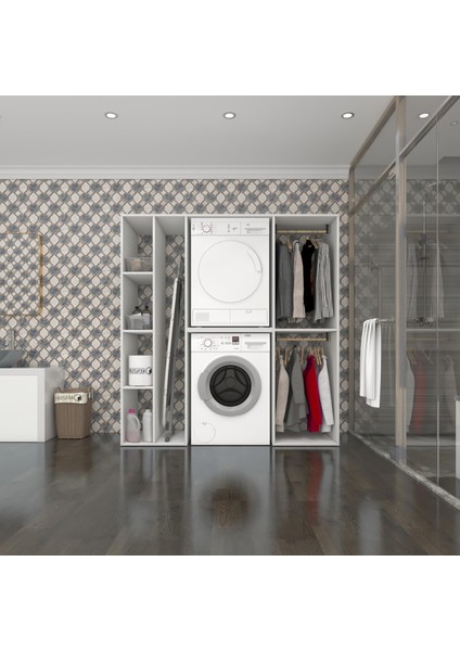 Kenzlife çamaşır-kurutma makinesi dolabı ve giysi dolabı cevherimdf sol byz 180*170*60 % 100 FULL MDF