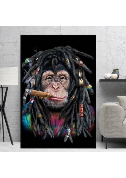Punk Monkey Dekoratif Kanvas Tablo
