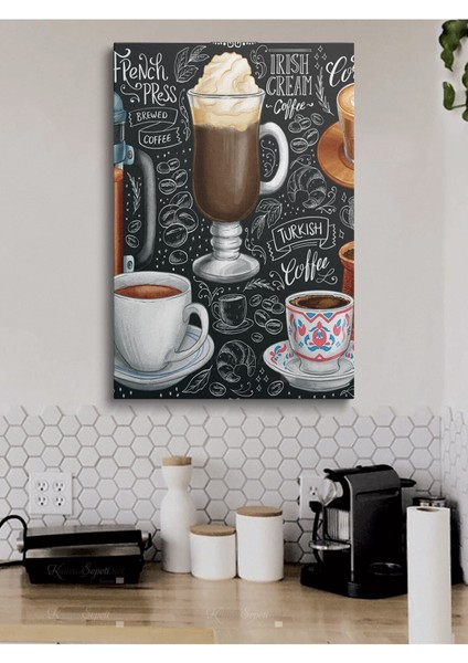 Cafe Kahve Büfeler Için Abstract Trend Dekoratif Kanvas Tablo Tablolar