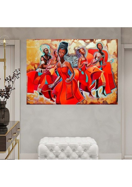 Soyut Kırmızı Etekli Dans Eden Afrikalı Siyahi Zenci Kadın Kadınlar Kanvas Tablo Tablosu modelleri
