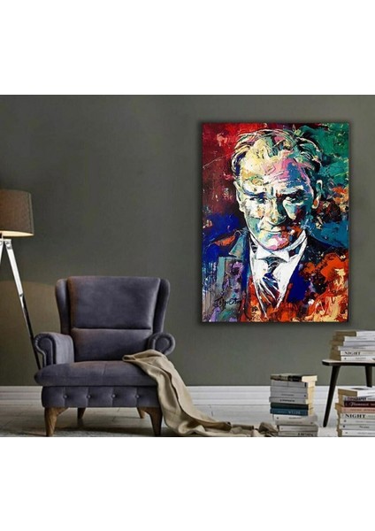 Sanatsal Modern Atatürk Kanvas Gülen Tablo modelleri