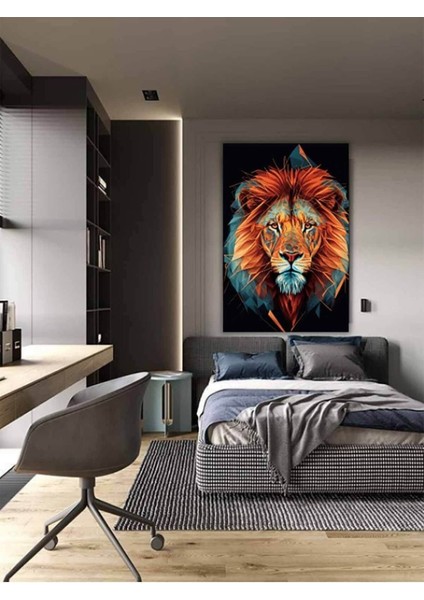 Aslan Geometrik Desenli Dijital Baskı Kanvas Tablo fiyatları