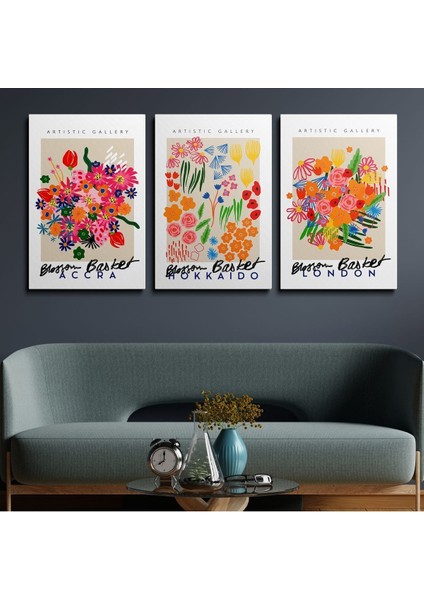 3'Lü Set Kanvas Duvar Tablosu Canvas Tablo Boho Klasik Modern Eu 197