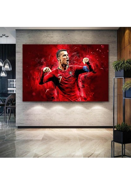 Cristiano Ronaldo Portekiz Cr7 Futbol Hırs Kanvas Tablo