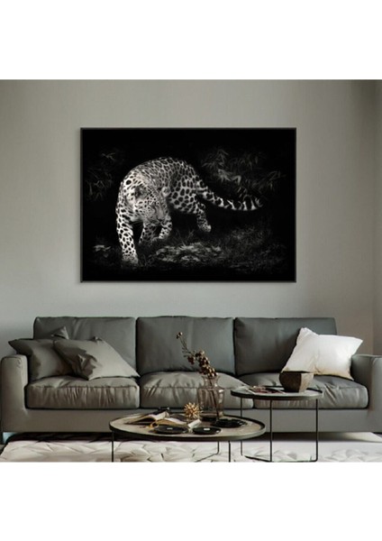 Dekoratif White Leopar Kanvas Tablo