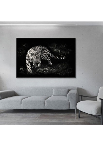 Dekoratif White Leopar Kanvas Tablo