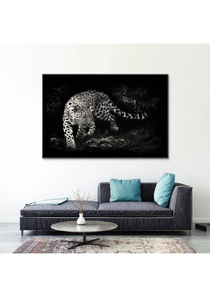 Dekoratif White Leopar Kanvas Tablo