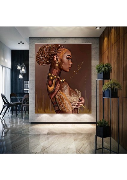 Afrikalı Siyahi Zenci Kadın Duvar Kanvas Tablo Tablosu