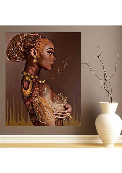 Afrikalı Siyahi Zenci Kadın Duvar Kanvas Tablo Tablosu
