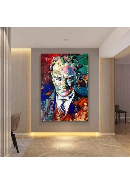 Sanatsal Modern Atatürk Kanvas Gülen Tablo fırsatları