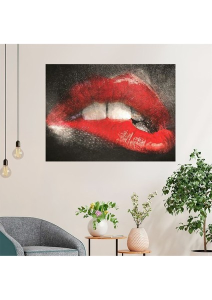 Soyut Modern Kırmızı Rujlu Dudak Diş Kadın Kanvas Tablo Tablosu Tablolar fiyatları