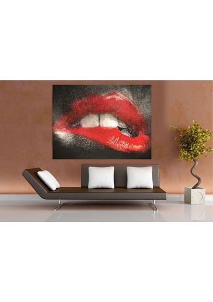 Soyut Modern Kırmızı Rujlu Dudak Diş Kadın Kanvas Tablo Tablosu Tablolar modelleri