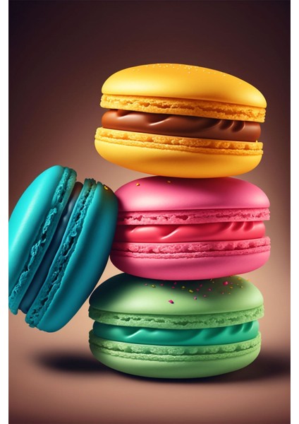 Renkli Makaron Pastahane Ve Kafelere Asmalık Kanvas Tablo fiyatları