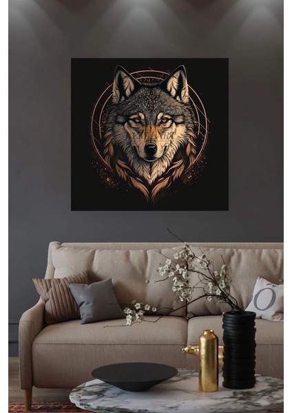 Gold Siyah Asil Kurt Hd Kanvas Tablo