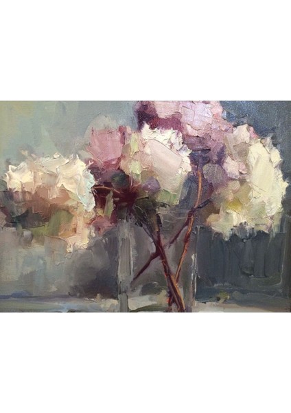 Mor Vizon Yağlı Boya Efektli Çiçek Tablosu |Kanvas Tablo fiyatları
