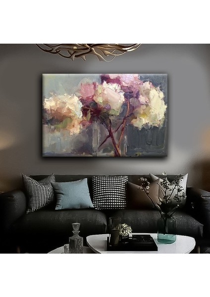 Mor Vizon Yağlı Boya Efektli Çiçek Tablosu |Kanvas Tablo fırsatları