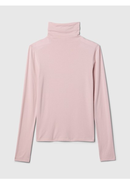 Kadın Açık Pembe Modal Karışımlı Balıkçı Yaka T-Shirt fiyatları