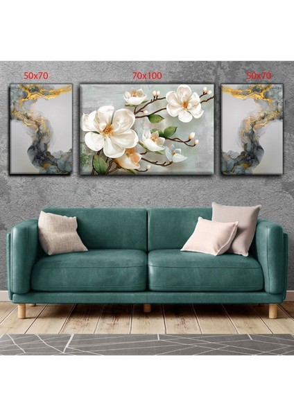 Dekoratif Tablonuz Soyut-Dekortaif Çiçek Kanvas Tablo Kombin Çiçek 11