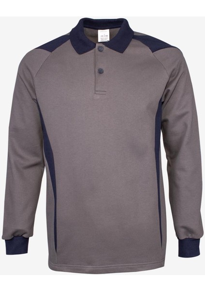 Polo Yaka 2 Renkli Sweatshirt