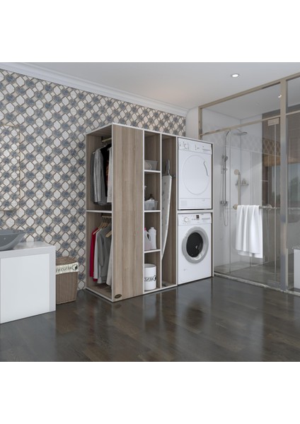 Kenzlife çamaşır-kurutma makinesi dolabı ve giysi dolabı kazvini sol crd 180*160*60 banyo