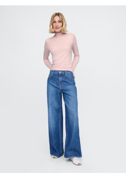 Kadın Açık Pembe Modal Karışımlı Balıkçı Yaka T-Shirt modelleri