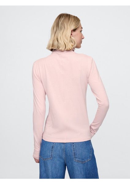 Kadın Açık Pembe Modal Karışımlı Balıkçı Yaka T-Shirt fırsatları