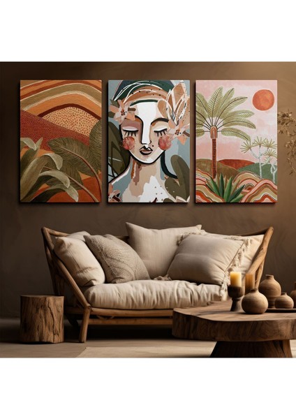 3'Lü Set Kanvas Duvar Tablosu Canvas Tablo Boho Klasik Modern Eu 198