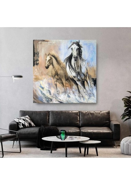 Koşan Atlar Harika Tasarım Hd Kanvas Tablo Ev Ofıs/009-E