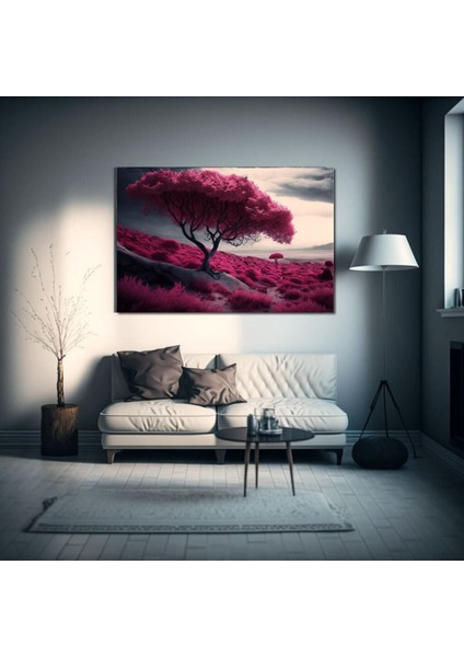 Pembe Erguvan Ağacı Manzaralı Kanvas Tablo fiyatları