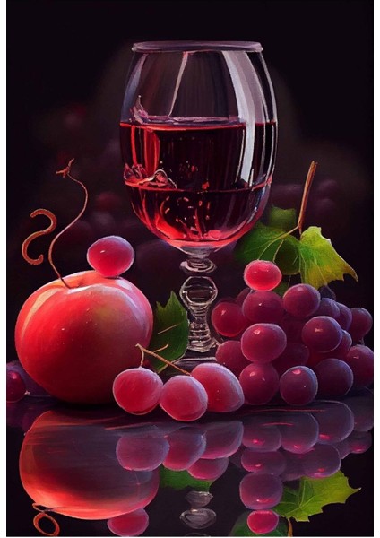 Meyve Görselli Ve Şarap Dolu Su Bardağı Içerikli Kafeterya Mutfak Kafelere Asmalık Kanvas Tablo fiyatları