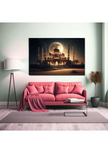 Gece Manzaralı Cami Kanvas Tablo