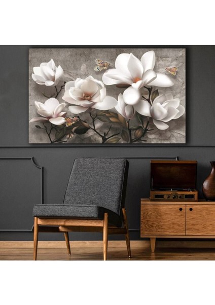 Beyaz Çiçekler Modern Kanvas Tablo