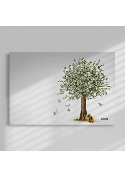 Dolar Para Ağacı Tablosu Dekorasyon Kanvas
