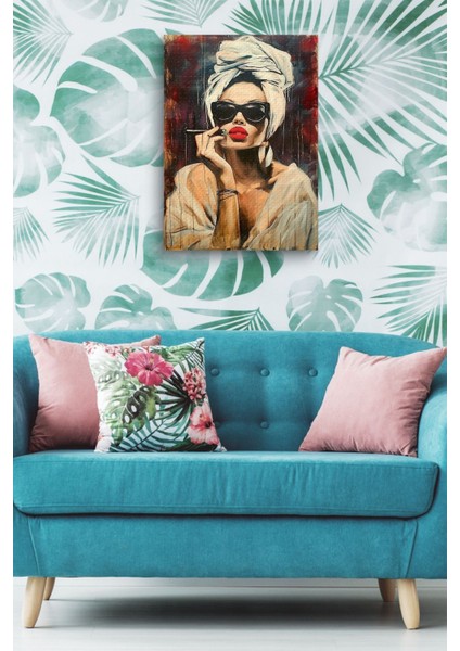 Yağlı Boya Görünümlü Kadın Portre Kanvas Tablo indirimleri