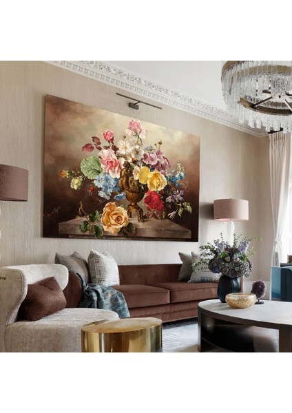 Harikabirev Yağlı Boya Efektli Saksıda Çiçek Demeti Tablosu|Kanvas Tablo